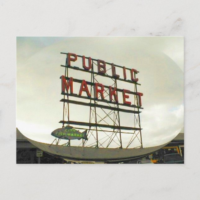 Carte Postale Marché public à Seattle, WA Fish Bowl View (Devant)