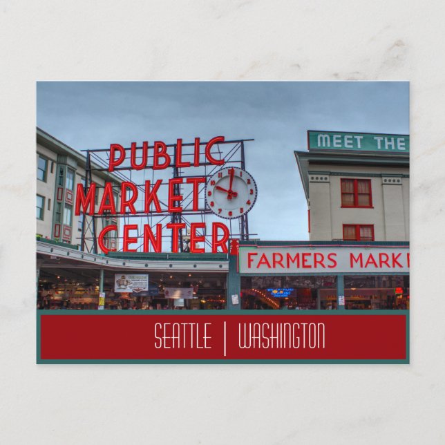 Carte Postale Marché public de Seattle, WA (Devant)