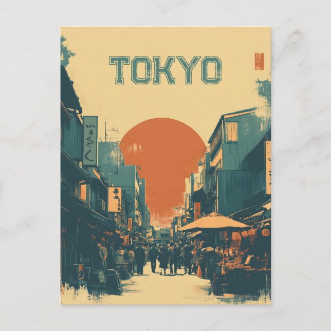 Carte Postale Marché vintage de Tokyo (Devant)