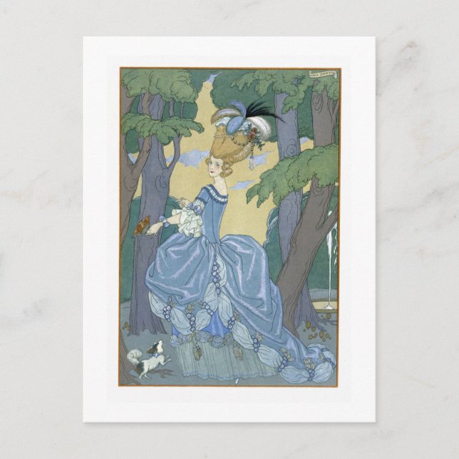 Carte Postale Marcher dans la forêt, illustration pour 'Fetes Ga (Devant)