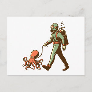 Carte Postale Marcher le poulpe