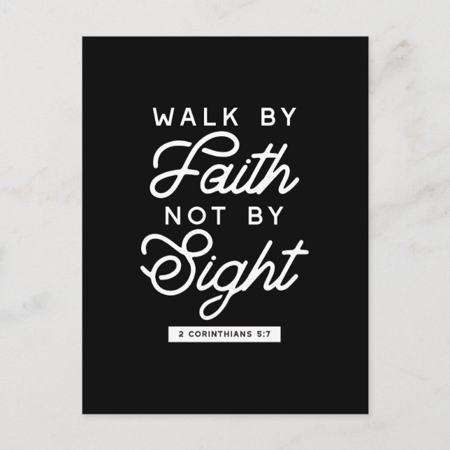 Carte Postale "Marcher par la foi" Bible Verse Typographie Desig (Devant)