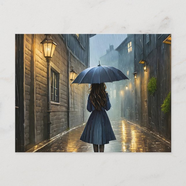 Carte Postale Marcher sous la pluie (Devant)