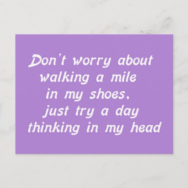 CARTE POSTALE MARCHER UN KILOMÈTRE DANS MA JOURNÉE DE CHAUSSURES (Devant)