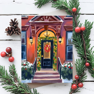 Carte Postale Marches de Noël   Aquarelle de vacances d'hiver