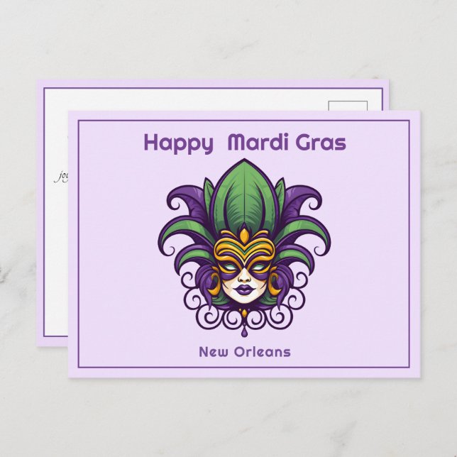 Carte Postale 💚 💜 💛 Mardi Gras (Devant / Derrière)