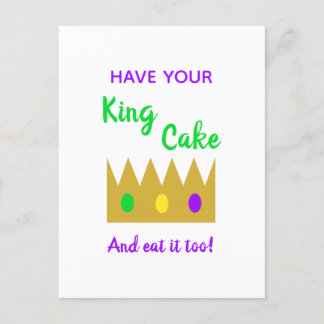 Carte Postale Mardi Gras Amusez votre gâteau King et mangez-le a