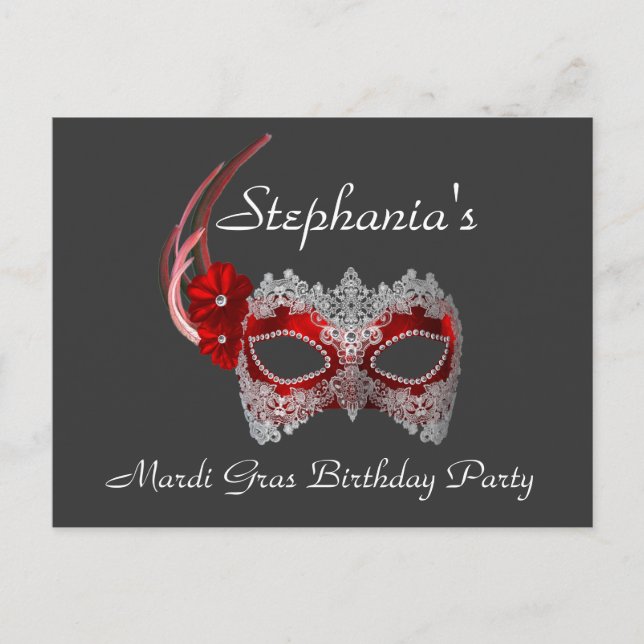 Carte Postale "Mardi Gras Anniversaire" - Invitation à la fête (Devant)