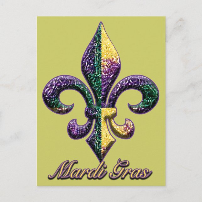 Carte Postale Mardi Gras bead Fleur de lis 2 (Devant)