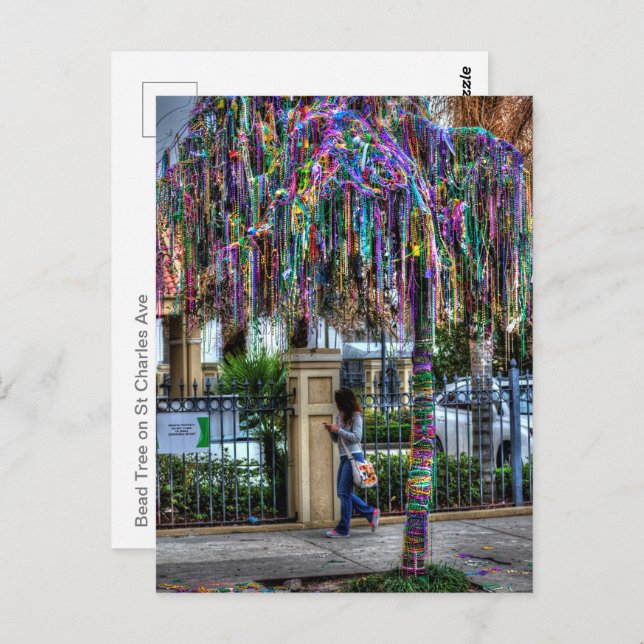Carte postale Mardi Gras Bead Tree (Devant / Derrière)