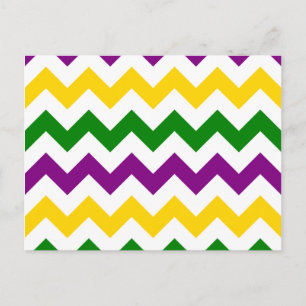 Carte Postale Mardi Gras Chevron Motif