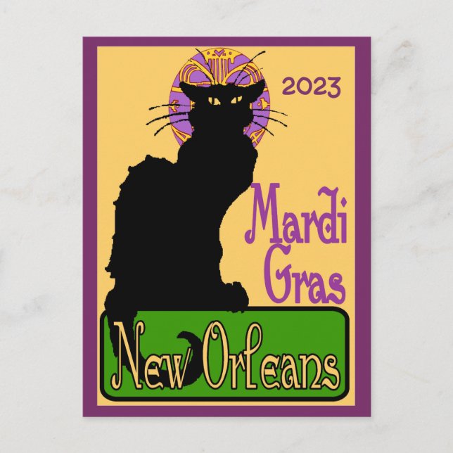Carte Postale Mardi Gras Conversation Noir, ajouter du texte Car (Devant)