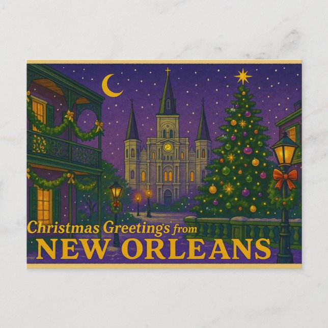 Carte Postale Mardi Gras Inspired New Orleans Christmas Postcard (Devant)
