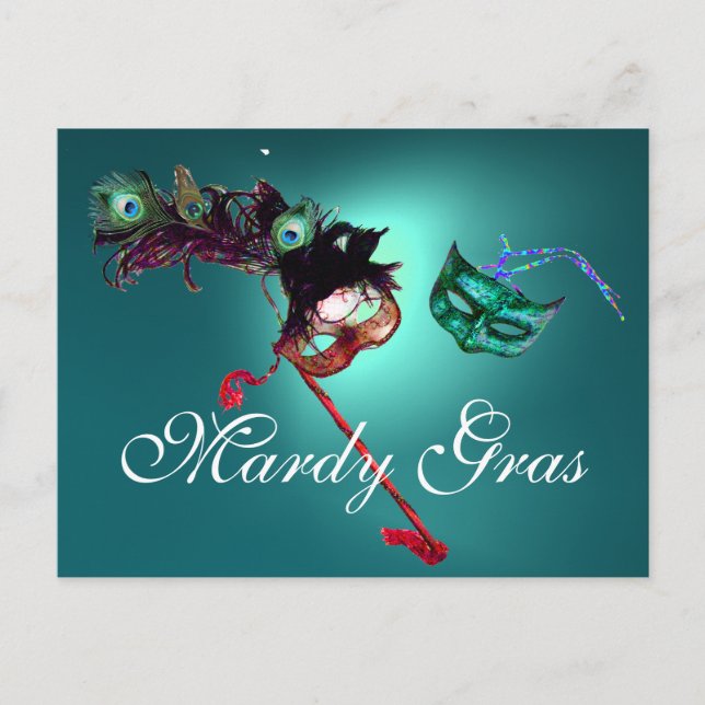 Carte Postale MARDI GRAS MASQUERADE gem bleu (Devant)