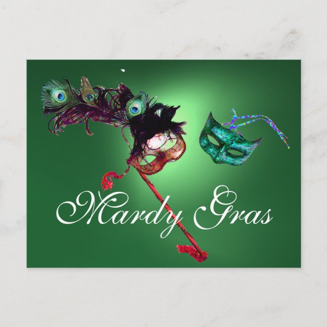 Carte Postale MARDI GRAS MASQUERADE gemme verte (Devant)