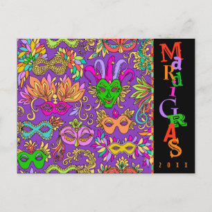 Carte Postale Mardi Gras Masqurade Masque Masques Typographie co