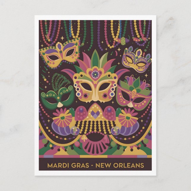 Carte Postale Mardi Gras New Orleans Vintage (Devant)