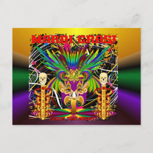 Carte Postale Mardi Gras Witch Doctor-Skull V-3-T
