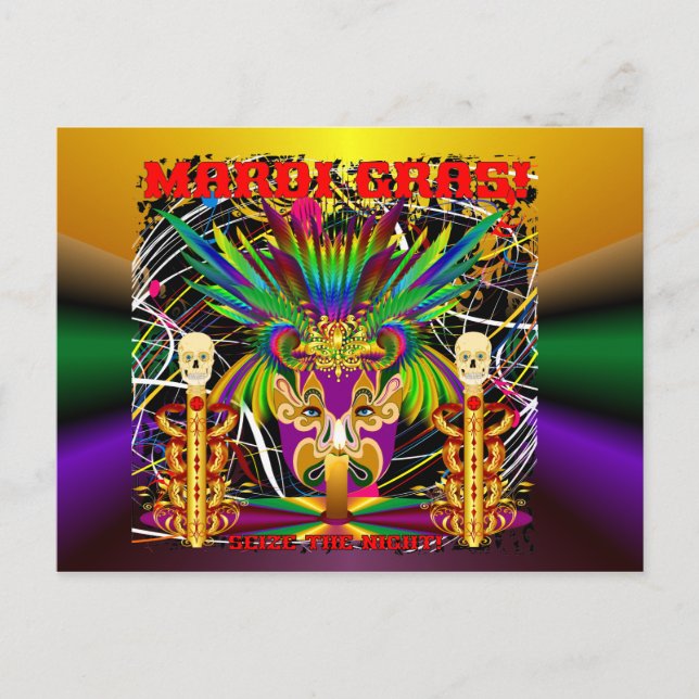 Carte Postale Mardi Gras Witch Doctor-Skull V-3-T (Devant)