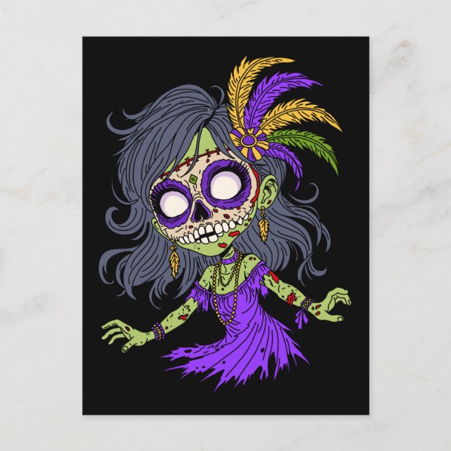 Carte Postale Mardi Gras Zombie (Devant)