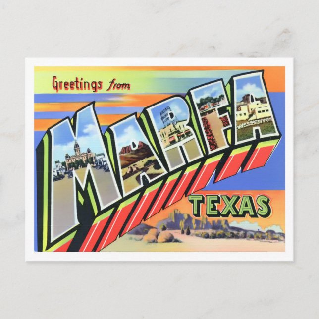 Carte postale Marfa, Texas Vintage Big Letters (Devant)