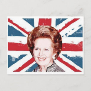 CARTE POSTALE MARGARET THATCHER DRAPEAU BRITANNIQUE
