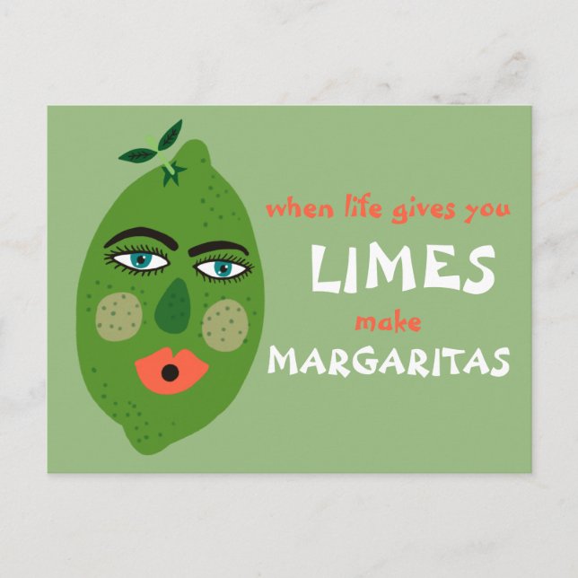 Carte postale Margaritas Whimsical Limes (Devant)