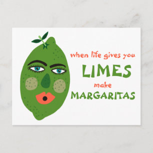 Carte postale Margaritas Whimsical Limes