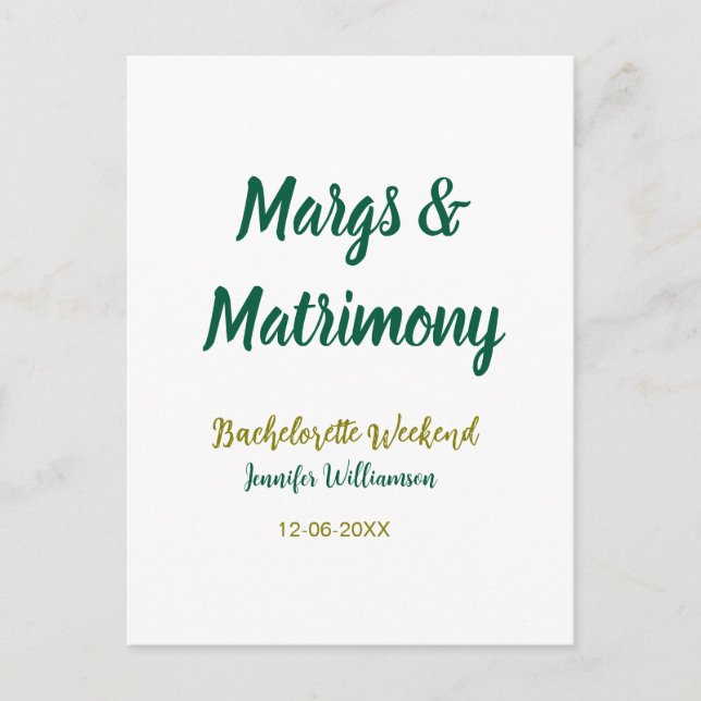 Carte Postale Margs et mariage nom date enterrement de vie de je (Devant)