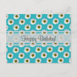 Invitations Faire Part Cartes Bleue Joyeux Anniversaire Fleurs Et Zazzle Fr