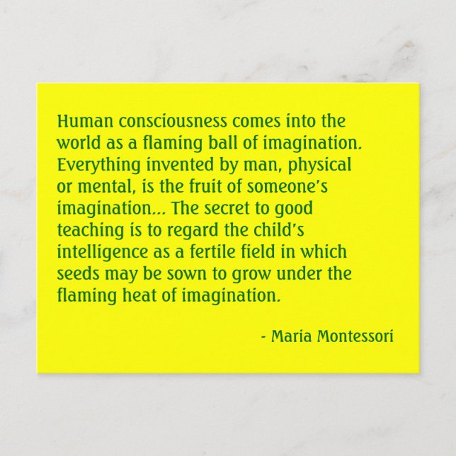 Carte Postale Maria Montessori Quote No. 4 Post Card (Devant)