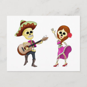 Carte Postale Mariachi Dancing Day of the Dead Couple