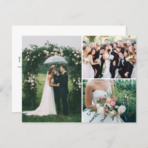 Carte Postale Mariage 3 Photo Collage Merci