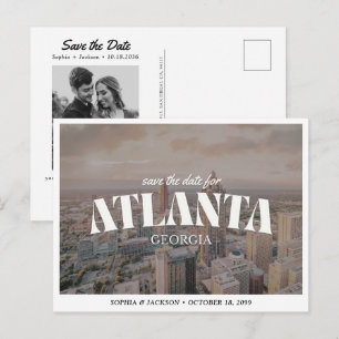 Carte Postale Mariage à Atlanta Enregistrer la Date Downtown Ret