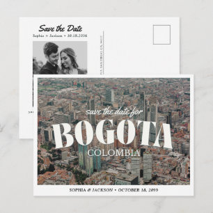Carte Postale Mariage à Bogota Enregistrer la date rétro Skyline