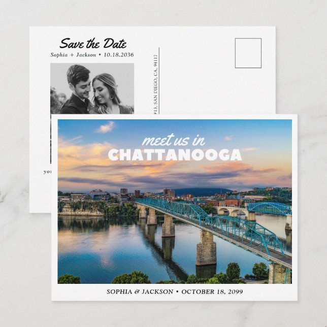 Carte Postale Mariage à Chattanooga - Épargnez la date (Devant / Derrière)