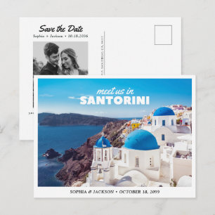 Carte Postale Mariage à Santorin Enregistrez la date de Voyage R