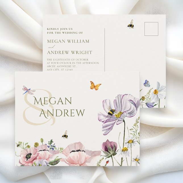 Carte Postale Mariage abeilles floraison florale esthétique (Créateur téléchargé)