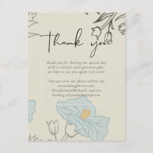 Carte Postale Mariage Abstrait Floral Bleu Moderne