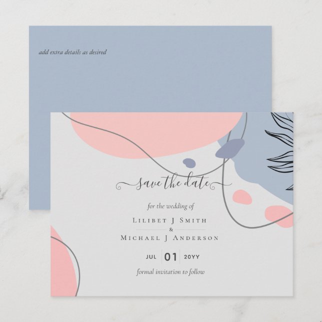 Carte Postale Mariage Abstrait Moderne Scandinave Japandi (Devant / Derrière)