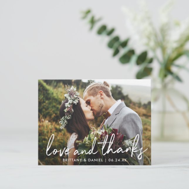 Carte Postale Mariage Amour et Merci Écriture Manuscrite (Debout devant)