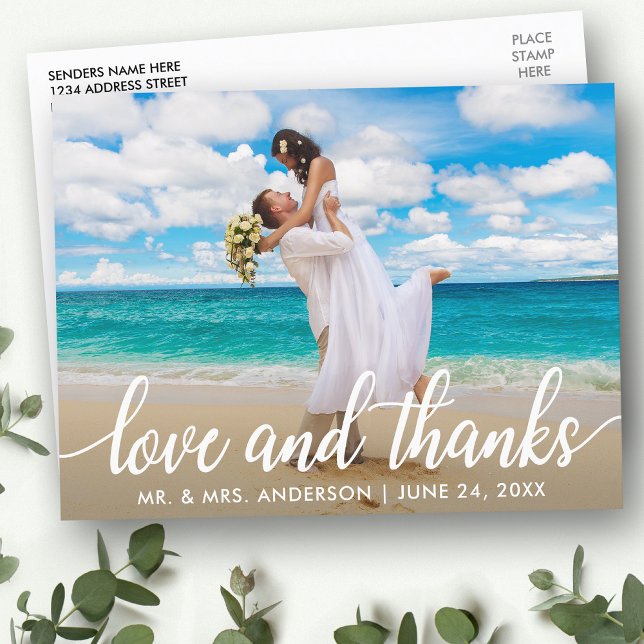 Carte Postale Mariage Amour et Remerciements | Photo de Remercie (Customize to change your personalized text size or text style.)