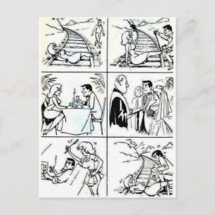 Carte Postale Mariage amusant/cycle de relation de rencontre