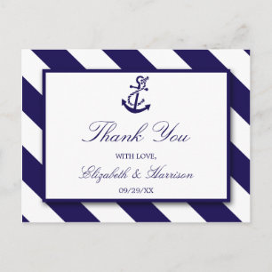 Carte Postale Mariage Ancre bleu marine