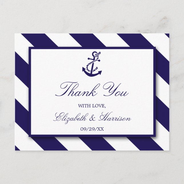 Carte Postale Mariage Ancre bleu marine (Devant)