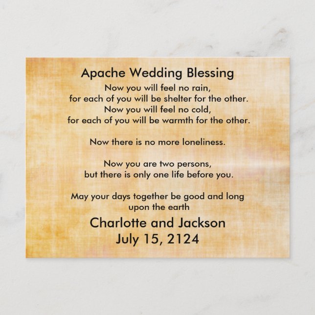 Carte Postale Mariage Apache Bénédiction vieux papier 3 (Devant)