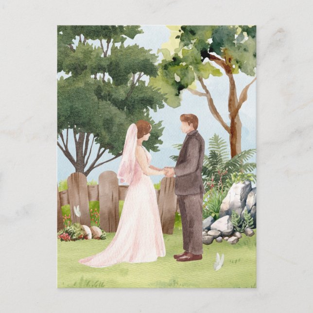 Carte Postale Mariage aquarelle (Devant)