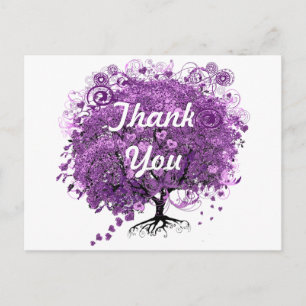 Carte Postale Mariage Arbre à Feuille de Coeur Violet de la Forê