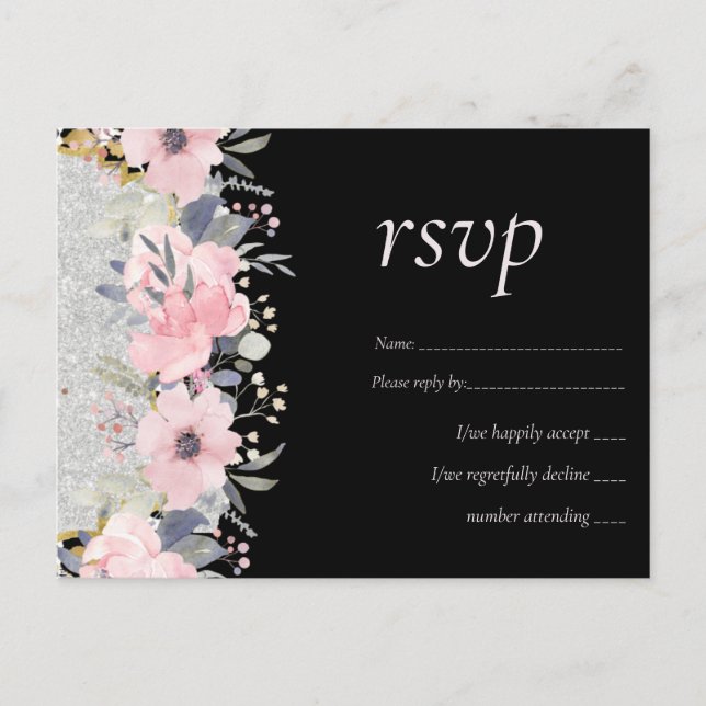 Carte Postale MARIAGE - Argent Rosegold Floral Girl Parties scin (Devant)