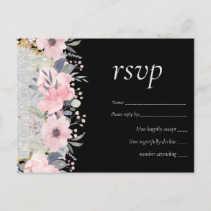 Carte Postale MARIAGE - Argent Rosegold Floral Girl Parties scin